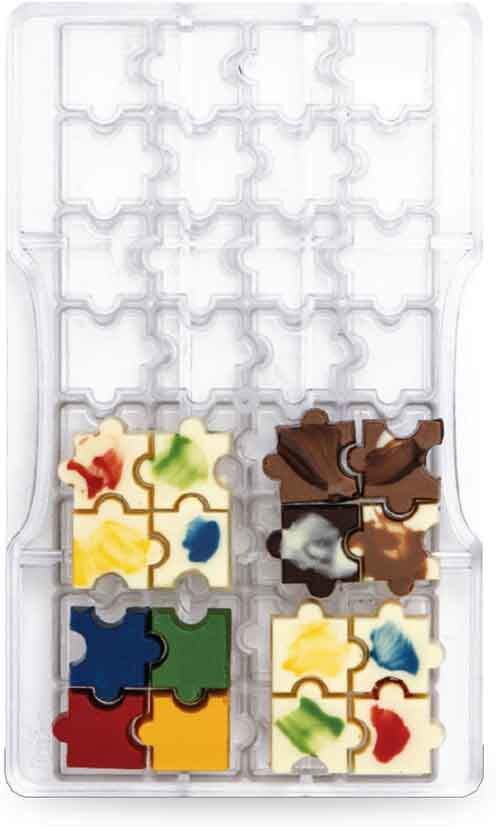 Stampo 32 Cioccolatini Puzzle In Policarbonato Decora 2,5 Cm