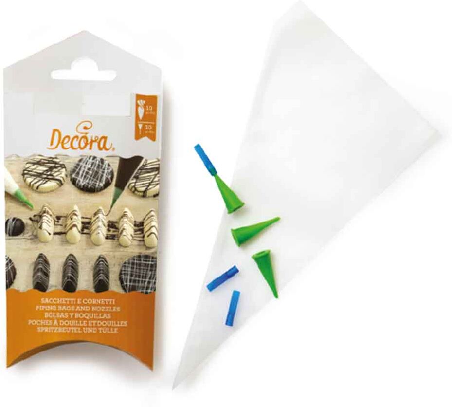 Decora Set 10 Tasche Da Pasticcere Monouso Con Beccucci Cornetti A Punta Fine