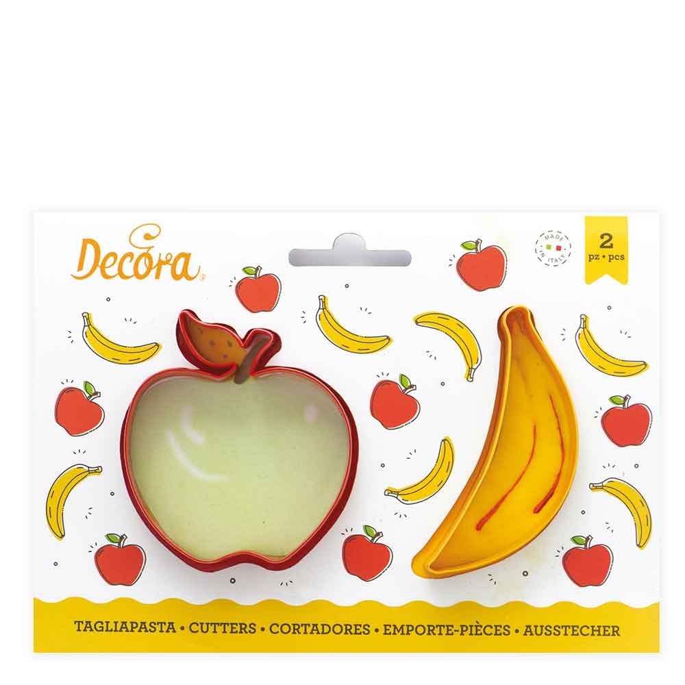 Decora Set 2 Cutters Tagliapasta In Plastica Frutta Mela E Banana