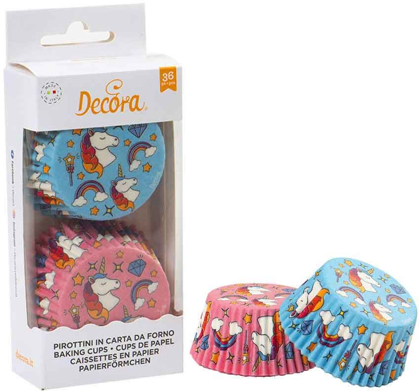 Decora 36 Pirottini In Carta Decori Unicorno Per Cottura Muffin Ø5 X H 3,2 Cm