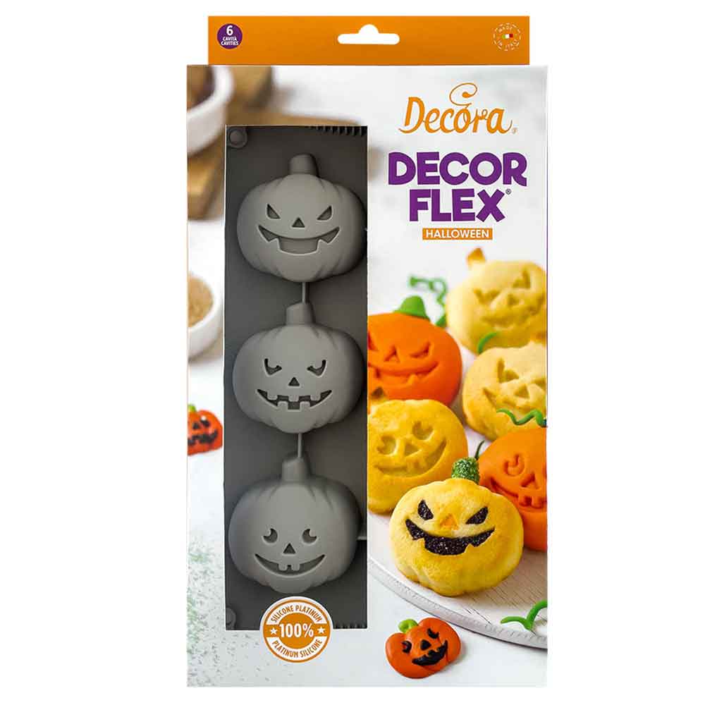 Decora Stampo Antiaderente In Silicone Per 6 Zucche Halloween 6,5x7xh3cm