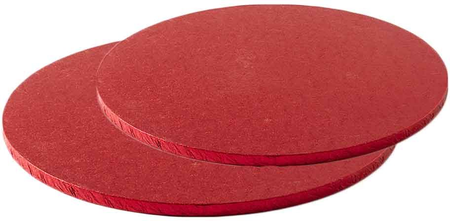 Decora Cakeboard Vassoio Sottotorta Rotondo Rosso Rivestito H 1,2 Cm