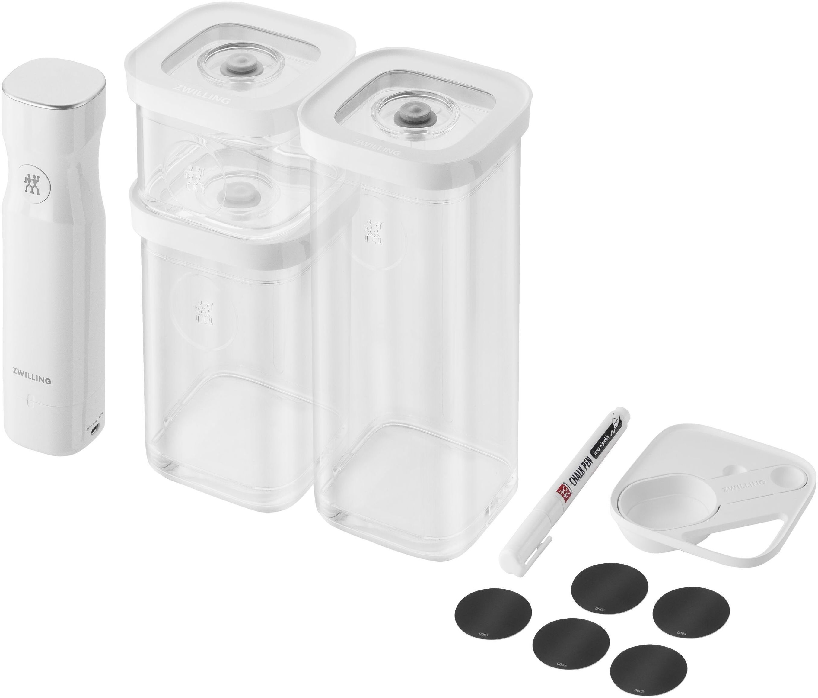 ZWILLING Fresh & Save CUBE Starter set per sottovuoto, S / 6-pz., transparente-bianco