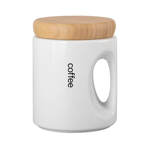GALICJA RONNIE Koffieblik keramiek luchtdicht – koffieblik voor gemalen koffie – koffiebonenhouder – koffiebonen bewaren – wit 650 ml