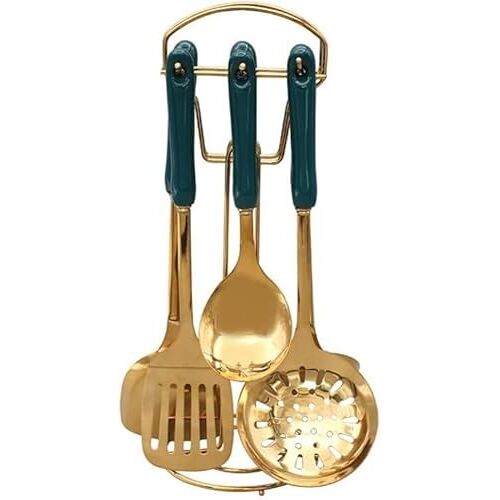 OIDESA Keukengerei Set, Kookgerei Set Kookgerei 7-delig Keukengerei Set, Roestvrijstalen Spatel Set Gouden Kookpot Accessoire Set Anti-aanbak Spatel Spatel Keuken Gadgets Set Keuken Gereedschap 7-delig (Col