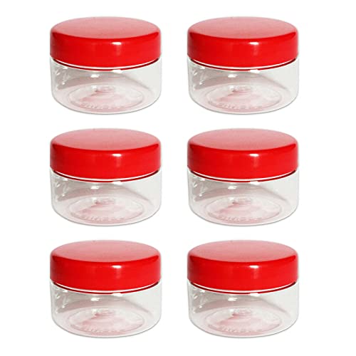 AFSUK 6 x 50 ml Plastic Opbergpot Met Schroef Top Deksels Luchtdichte Voedsel Opslag Containers BPA Gratis Voor Keuken, Kruiden, Snoepjes Clear Canister potten