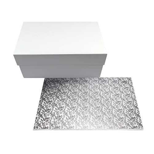 Miss Bakery's House ® Cake Box met MDF plaat 40x30x15 cm wit transportdoos en stevige onderzetter voor taarten compilatie