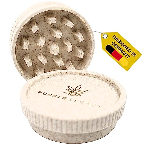 PURPLE LEGACY ® Biologisch afbreekbare pollen Grinder Set Crusher voor het versnipperen van kruiden, specerijen, specerijen, specerijen, grinder o 55 grinder 2-delig van plantaardige vezels voor