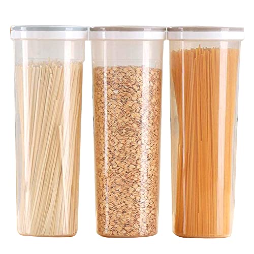 WDDA 3 stuks opbergdozen voor levensmiddelen, opslag van spaghetti, noedels, opbergdoos, opslag van levensmiddelen, noedels, voor meel, pasta, muesli, rijst (3 kleuren)