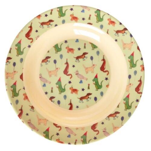 Rice kinderbord diep rond green animal print