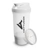 AMITYUNION Protein Shaker Wit 700 ml FYRA lekvrij BPA-vrij met poedervak ​​en zeef en schaal voor romige BCAA-shakes, shaker proteïne shake cups, proteïne shaker voor isolaten en wei-eiwit
