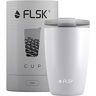 FLSK CUP Coffee to go beker (350 ml), koffiebeker van roestvrij staal, herbruikbare beker voor onderweg, lekvrij, isolatiebeker (wit)