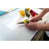 Queence Transparante snijplank van acryl met aanslag, 58 x 45 cm, antislip werkblad, hoogwaardige keukenplank, snijplank voor het aanrecht, 58 x 45 cm