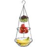 com-four ® hangende fruitmand hangende fruitmand individueel verstelbare hangende etagère voor de keuken hangende fruitmand van metaal in zwart hangplank (zwart rond)