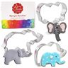 Ann Clark Cookie Cutters Olifanten koekjessnijders 3-delige set gemaakt in de VS door Ann Clark, olifantengezicht, schattige olifant en olifant