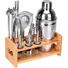 Lychee Cocktailshaker Set, 12 Stuks Cocktail Set Barman Kit Cocktail Set met Houten Standaard Roestvrij Staal Cocktail Mixer Bar Set voor Thuis en Bar (550ML)