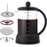 Easyworkz Franse Pers 800ml koffiemarker cafetière met hittebestendig borosilicaatglas, zwart