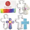 Ann Clark Cookie Cutters 3-delige Kruis Koekjesvormset met Receptenboek, Heilig Kruis, Extra grote Kruis, Sierlijk kruis