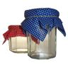 Bouchonnerie Jocondienne 696 Set met 6 kapsels voor jampotten, met elastiek, stof, rood en blauw, 11,5 x 22,5 x 0,5 cm