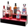 TOYOCC Fles Display Stand Bar Drank Led Verlichte Drank Fles Display 2 Stap Verlichte Fles Plank voor Thuis Commerciële Bar Dranken Verlichting Planken Hoogglans Zwart F