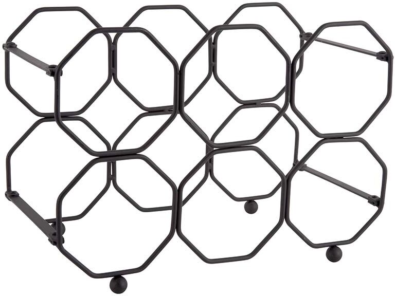 Present Time Decoratieve objecten Wine rack Honeycomb foldable iron Zwart