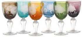 Pols Potten Multicolour Peony wijnglas 6 stuks