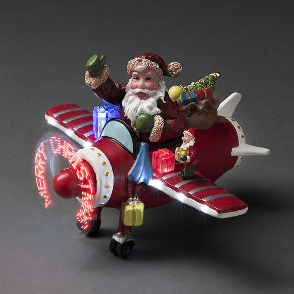 Konstsmide Kersthuisje   Kerstman in vliegtuig op batterijen   Konstsmide