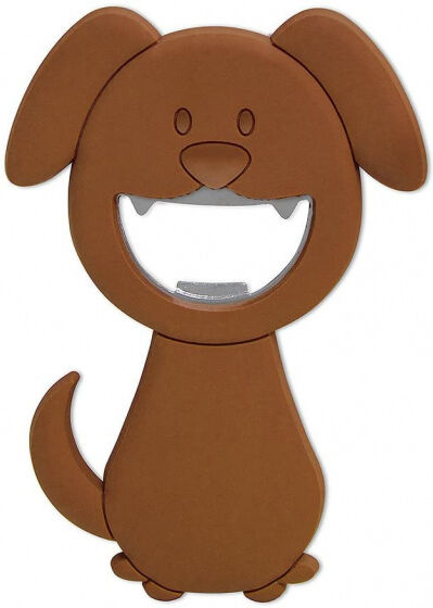 Balvi flesopener Woof! 13 x 9 cm PVC bruin - Bruin