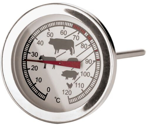 Paderno vleesthermometer tot 120°C 5 cm RVS zilver - Zilver