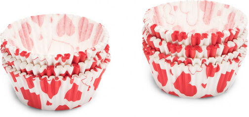 Patisse cupcakevormen Hartjes 5 cm papier rood/wit 200 stuks - Rood,Wit