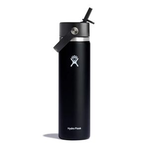 Hydro Flask Wide Mouth With Flex Straw Cap Med Sugerør, 710 Ml (24oz), Black