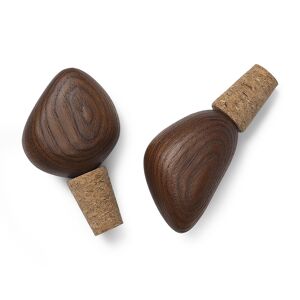 Ferm Living Cairn Wine Stoppers / Set Of 2 / Dark Brown