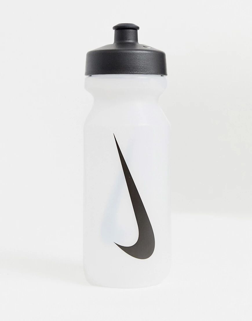 Nike Training 625ml clear water bottle with black swoosh-White  White