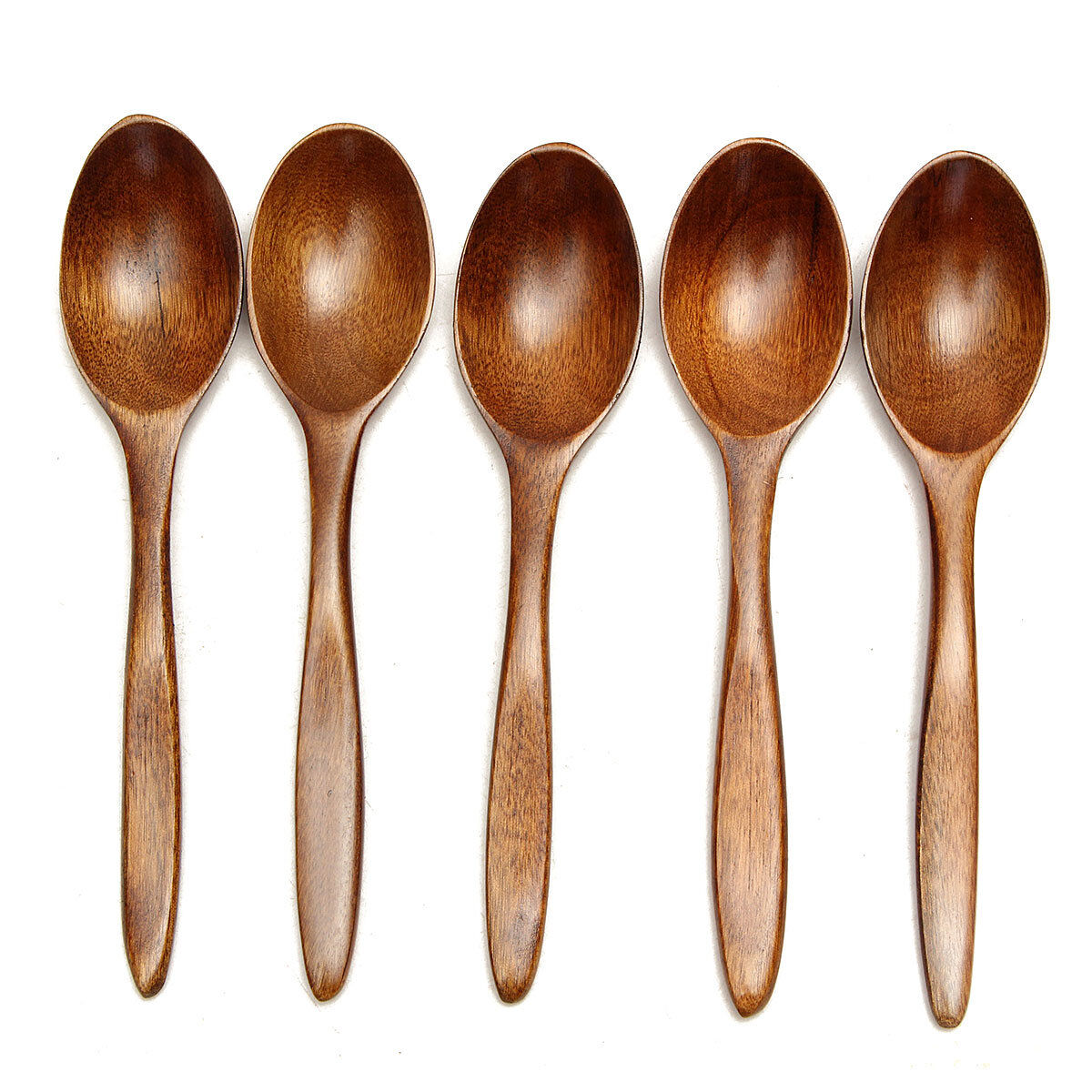 Newchic 5Pcs Wooden Cooking Kitchen Utensil Coffee Tea Ice Cream Soup Caterin Spoon Tool