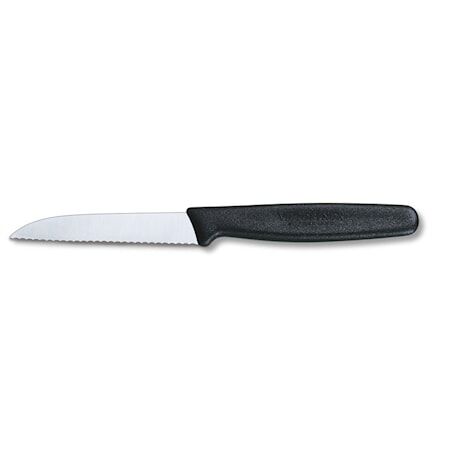 Victorinox Skallkniv 8 cm bølgetannet svart nylonhåndtak