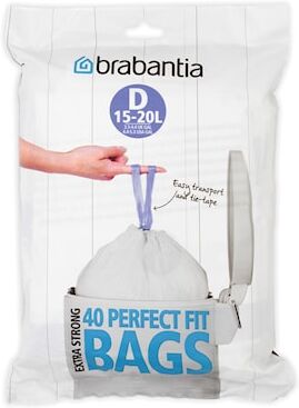 Brabantia Avfallsposer D [Dispenser Pakk med 40 poser] 15 L Hvit