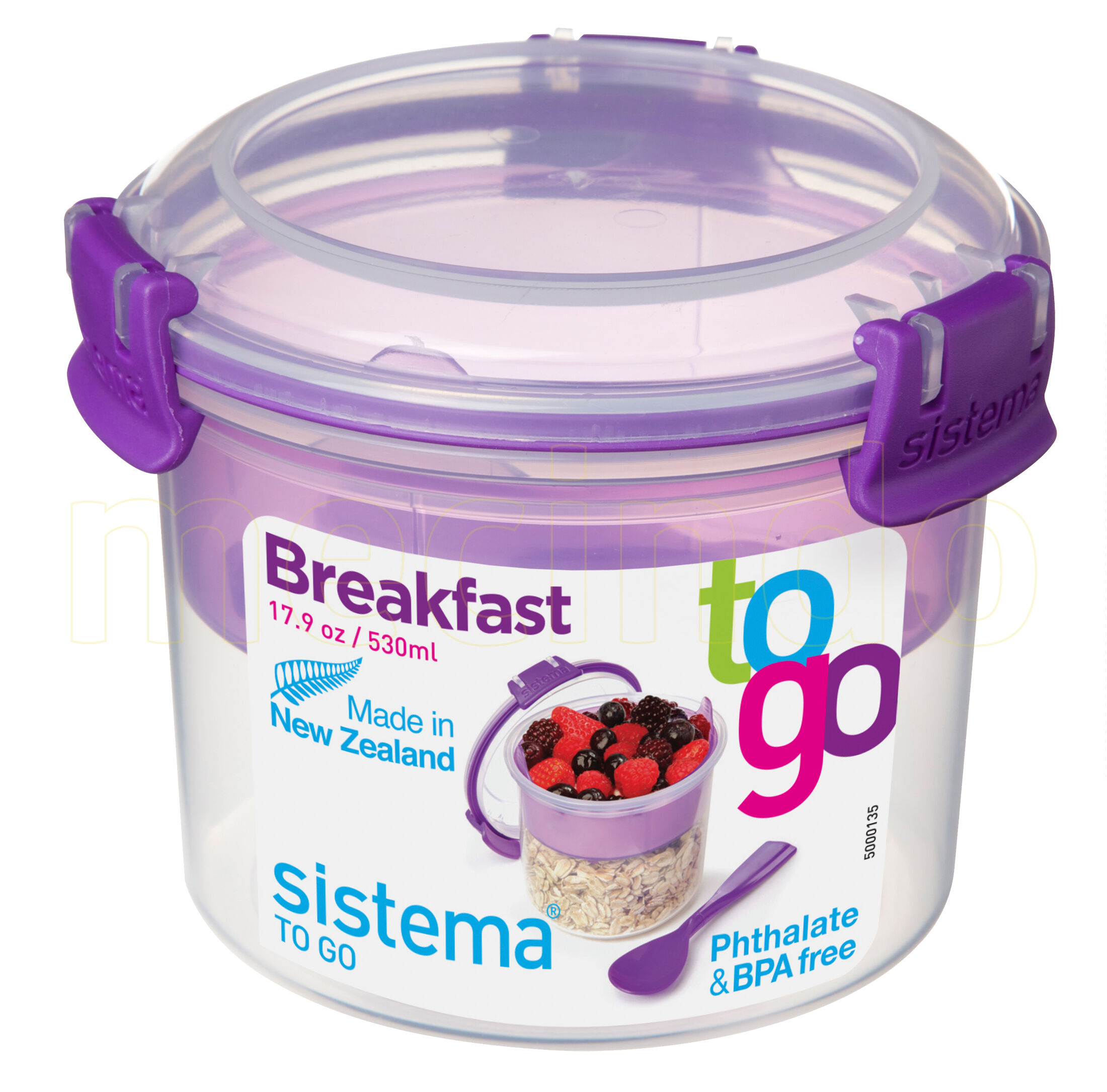 Sistema Madkasse Breakfast To Go Blå, Pink, Limegrøn - 1 stk