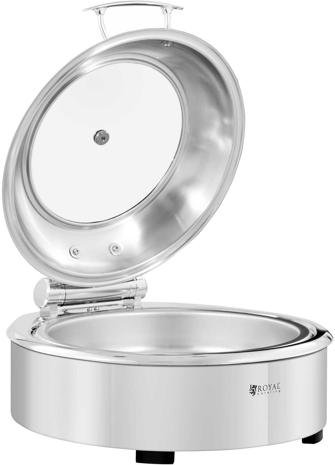 Royal Catering Chafing Dish - rund med visningsvindu - Royal Catering - 5.5 L - {{number_of_chafing_fuel_cells_643}} brenncelle RCCD-RT7_6L