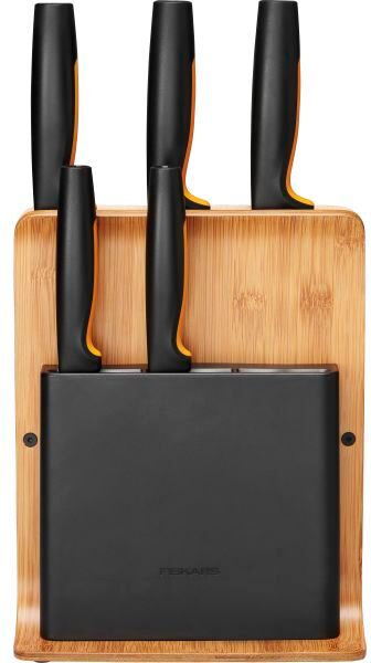 Fiskars Functional Form Knivblokk i bambus med 5 kniver