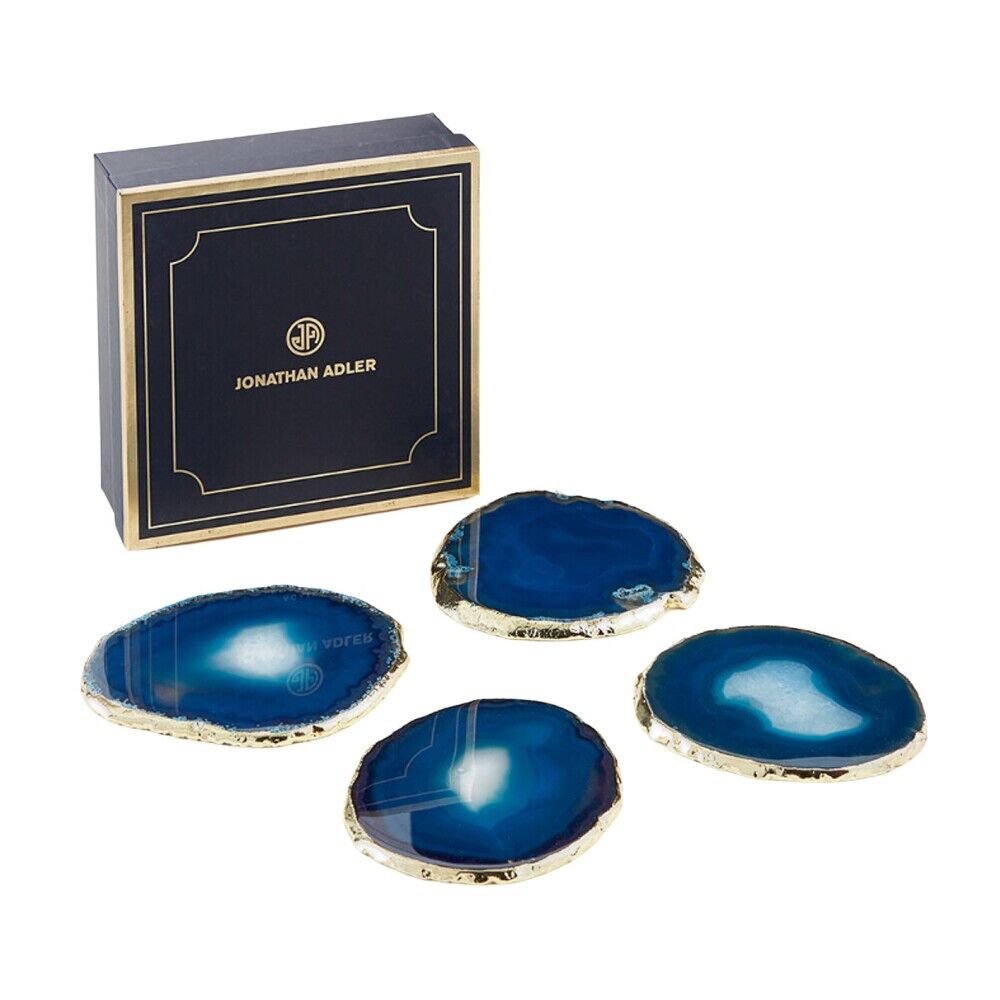 Jonathan Adler Boxed Agate Coasters Blå Unisex