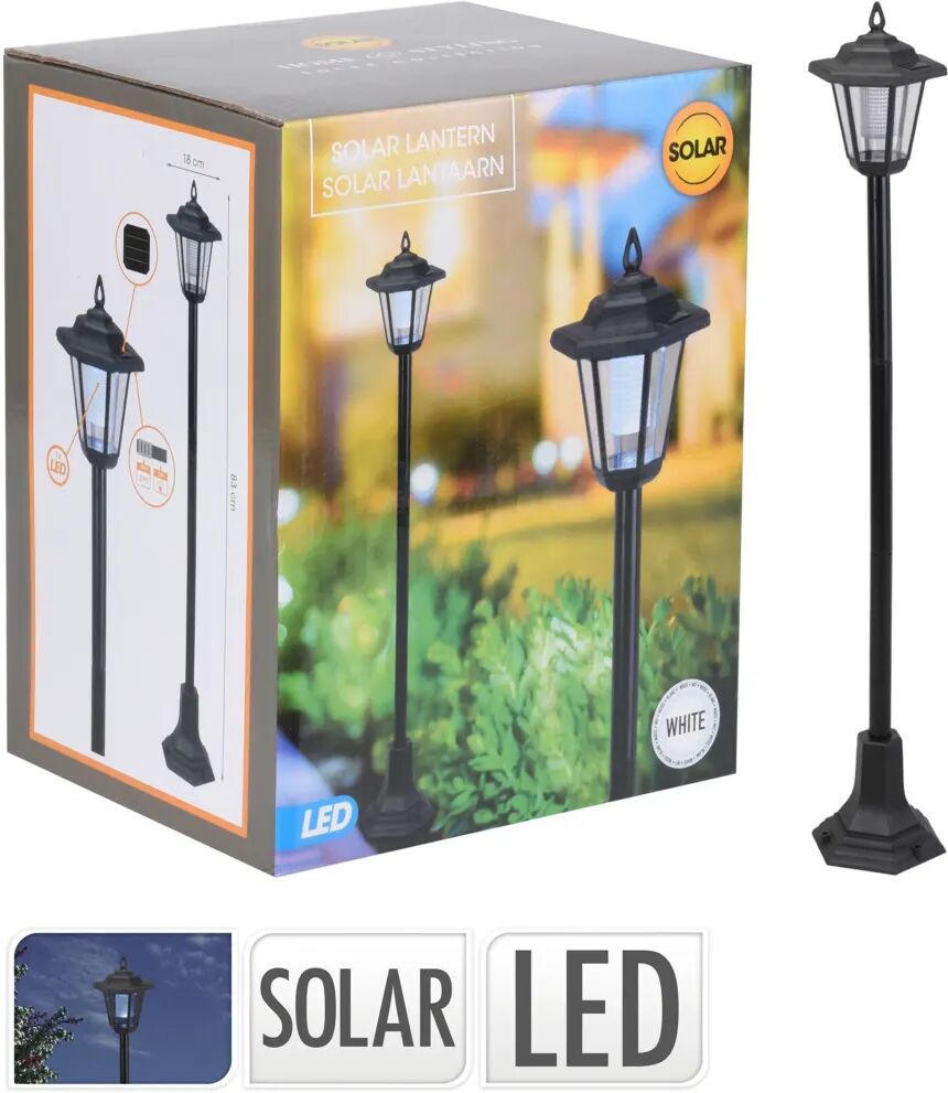 ProGarden Soldrevet LED-stolpelampe 18x83 cm hvit og svart