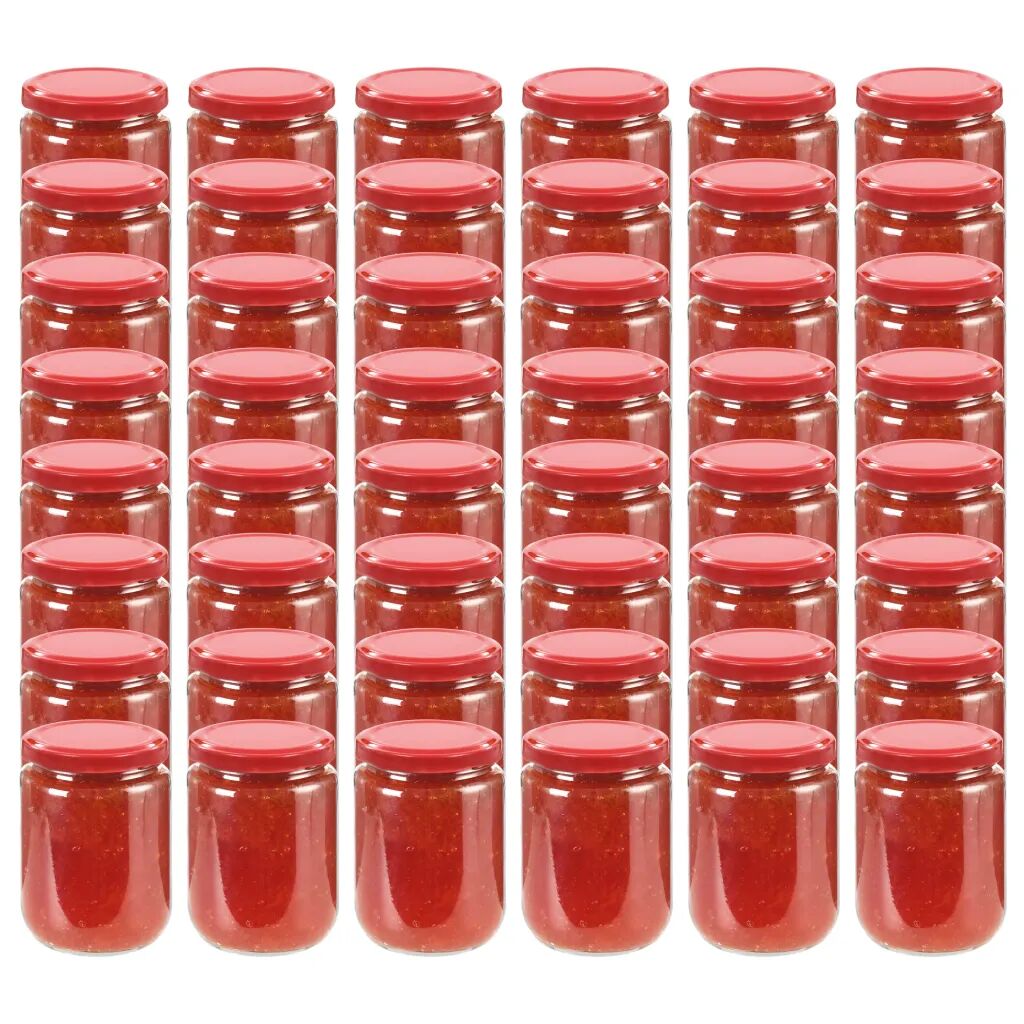 vidaXL Syltetøyglass med røde lokk 48 stk 230 ml