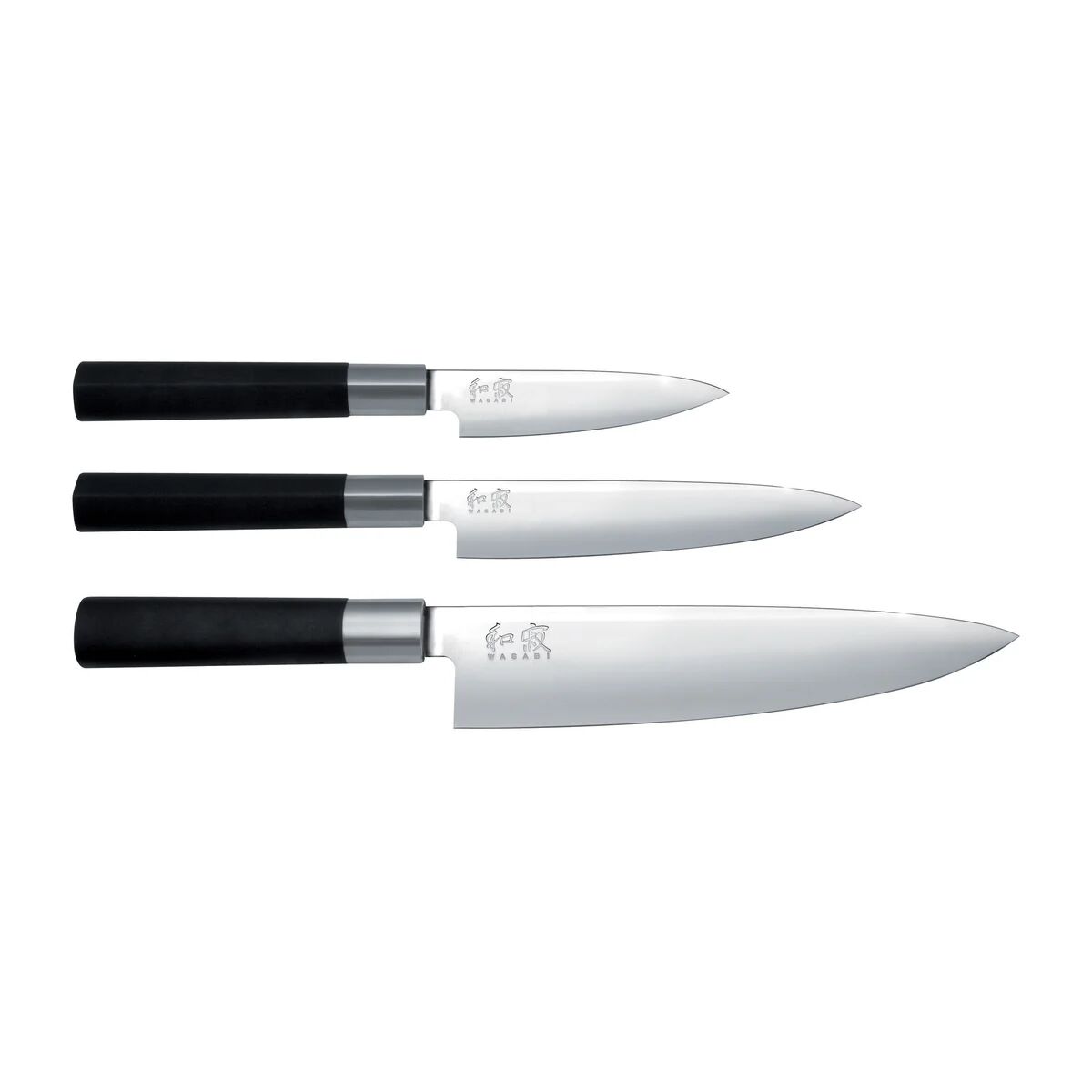 Kai Wasabi Black kokkeniv og 2 universalkniver sett 3 deler