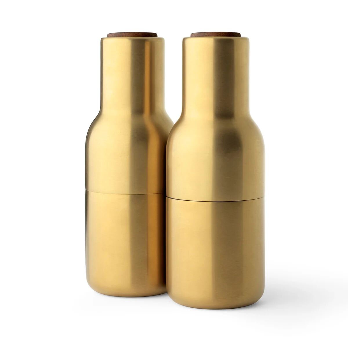 Menu Bottle Grinder krydderkvern metall 2-stk. Brushed brass (valnøttlokk)