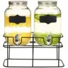 vidaXL Dispensadores de bebidas 2 pcs com suporte 2 x 4 L vidro