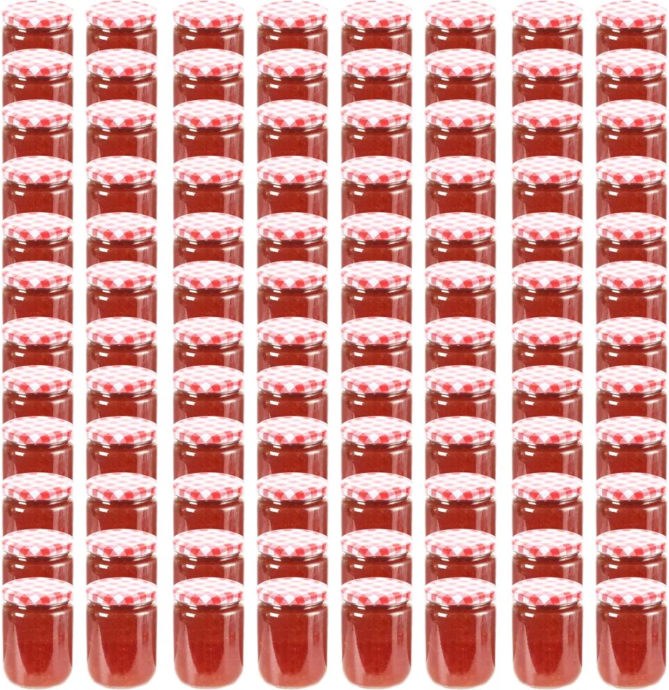 vidaXL Frascos de vidro com tampas brancas e vermelhas 96 pcs 230 ml