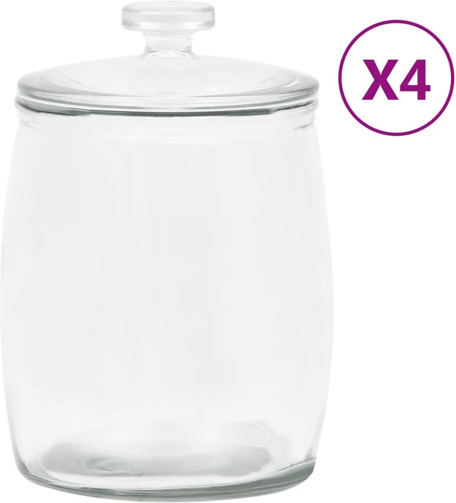 vidaXL Borcane de depozitare din sticlă, capac, 4 buc., 8000 ml