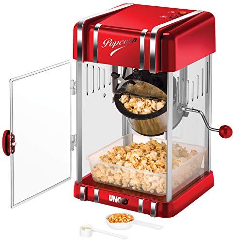 48535 Unold  popcornmaker retro, 300 W, non-stick belagd rostfri kruka, popcorn som på bio, interiörbelysning, BPA-fri