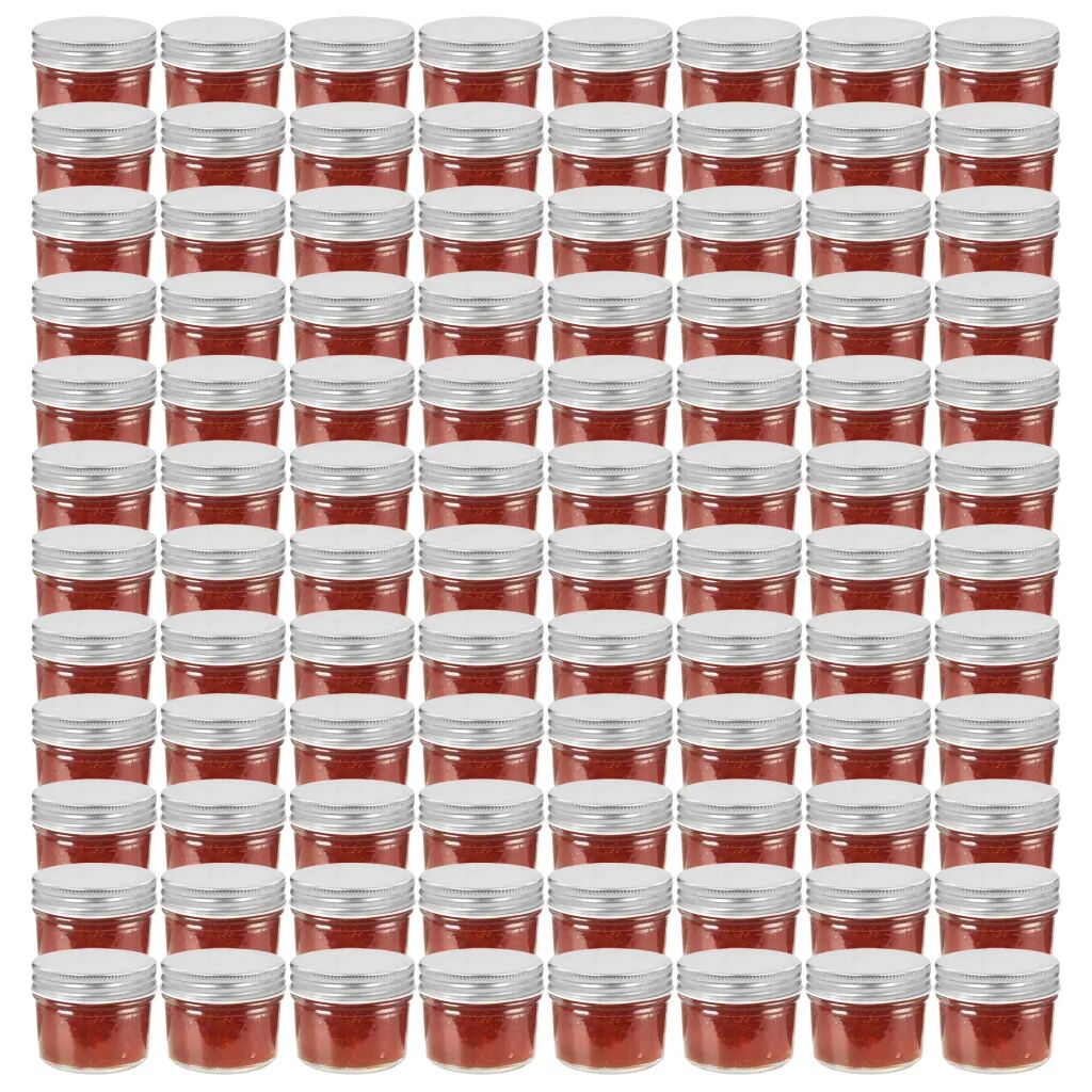 vidaXL Sklenené zaváracie poháre so striebornými viečkami 96 ks 110 ml