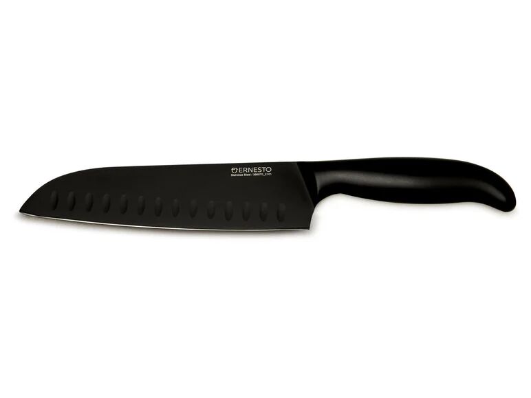 ERNESTO® Kuchynský nôž, čierny (nôž Santoku )